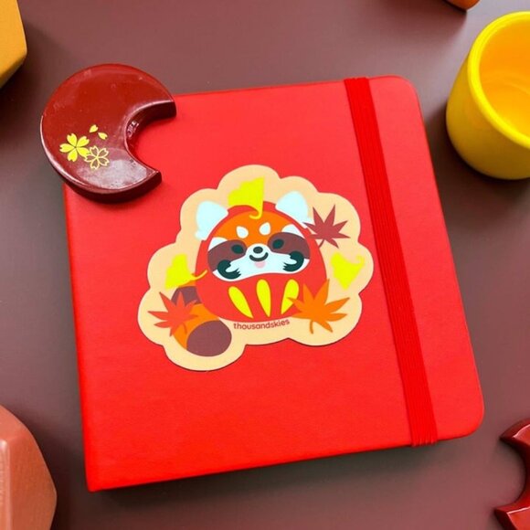 3 for $15 -‎ Red Panda Daruma Sticker - Japantown - Waterproof Vinyl - Picture 4 of 4